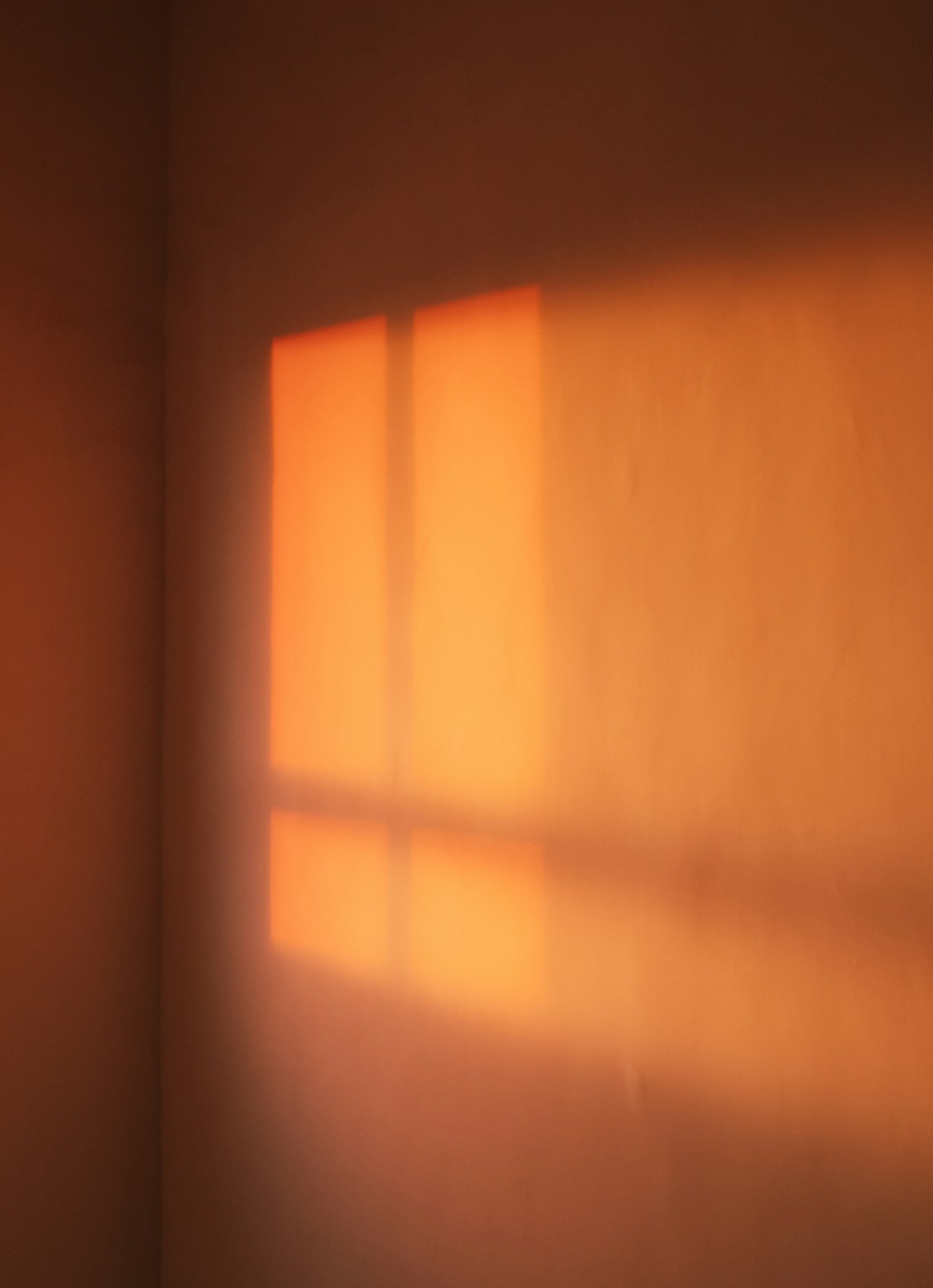 La lumière d’une fenêtre dessine un carré doré sur le mur